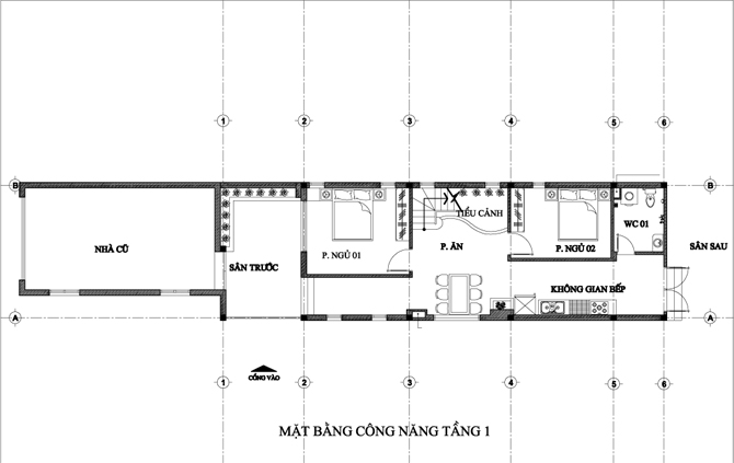 Xây nhà 3 tầng kết nối với nhà ở cũ