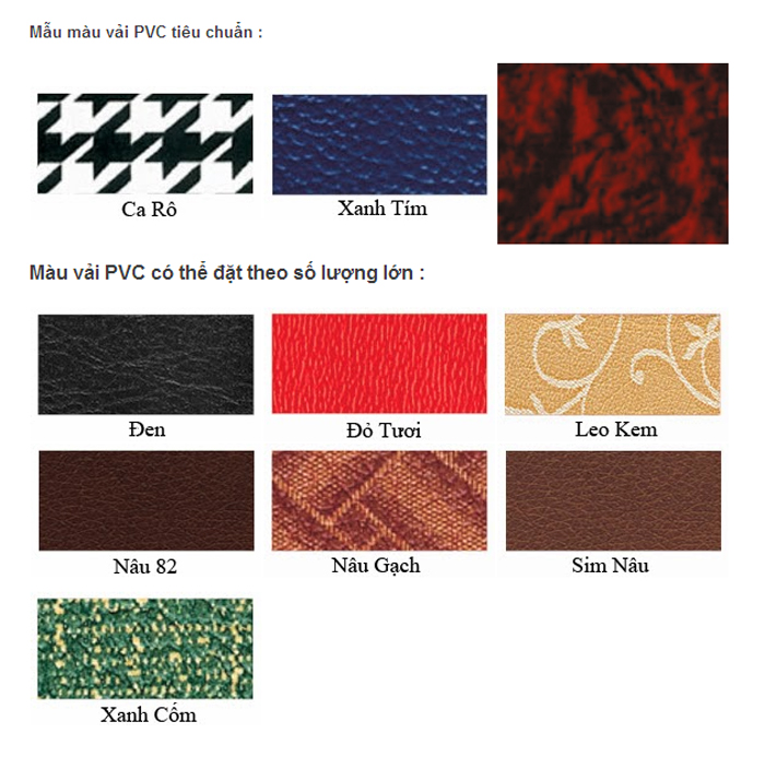 Mẫu màu PVC ghế nội thất 190