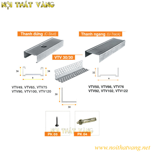 Kết cấu vách thạch cao, VTCN05
