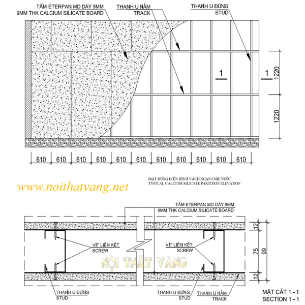 Vách ngăn thạch cao, VTCN02