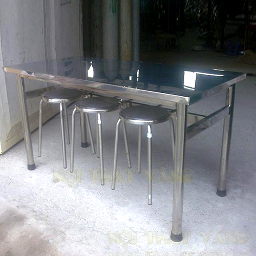 Bàn ăn công nghiệp mặt Inox BCNI001