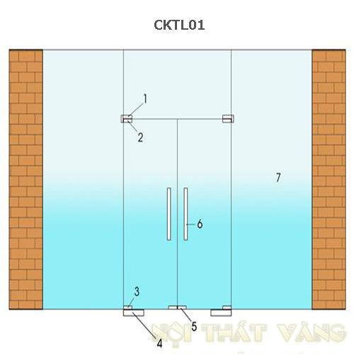 Cửa kính thủy lực 2 cánh CKTL01
