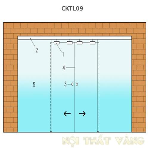Cửa lùa ray treo 2 cánh CKTL09